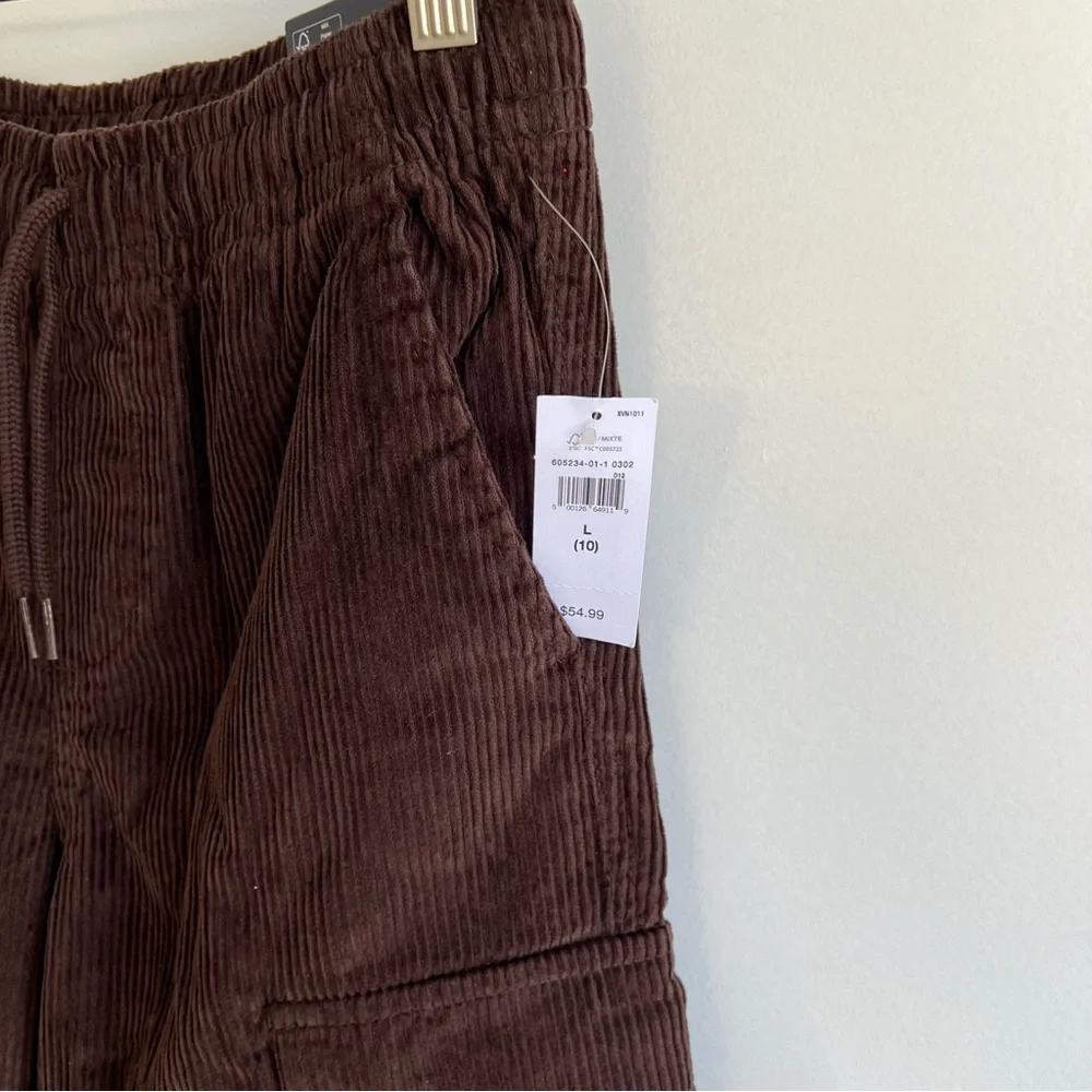 Gap Kids Corduroy Cargo Pants Brown‎ 100% Cotton Wide Leg Size 10 NWT